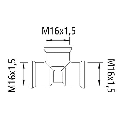 T-piece 3 times M16 x 1.5