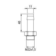 Hose connector, M22 x 1.5, f. Ø 11 mm