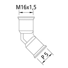 45° elbow with quick connector, P5, M16 x 1.5