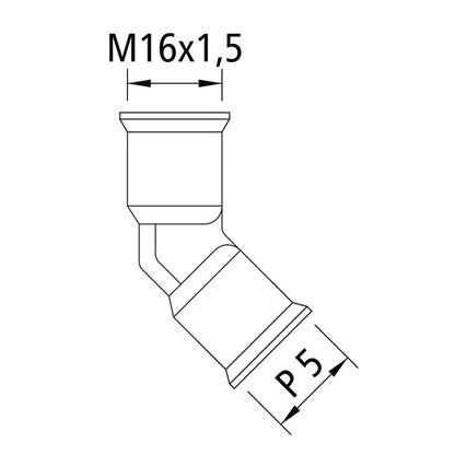 45° elbow with quick connector, P5, M16 x 1.5