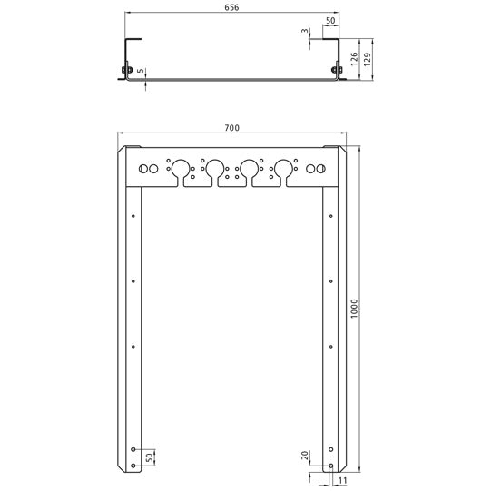 Bracket f. electrical and air connections, raw