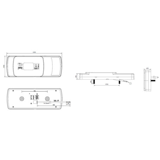 FABRILcar® combination rearlight LED 41-201, 12/24V,R,0,3m,7-pi