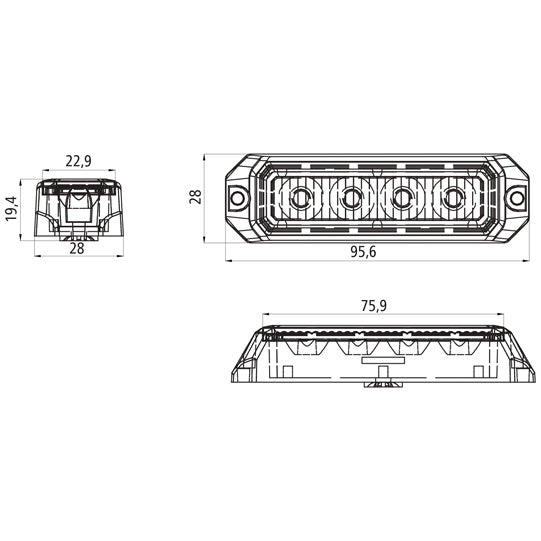 FABRILcar® LED flashing light 42-405, 12/24V, amber, 1.5 m,open