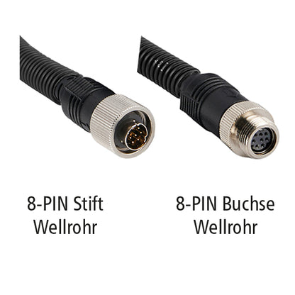 LUIS EDGE AI camera cable in corrugated pipe, 20 m, 8-PIN