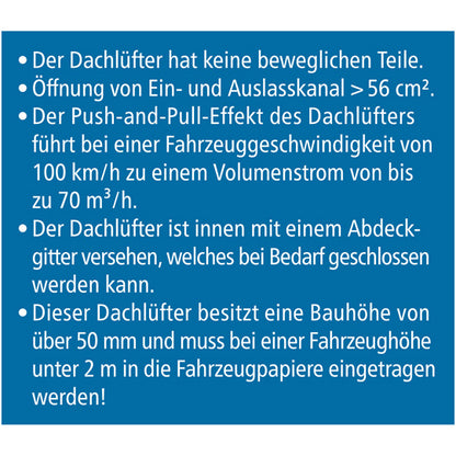 Roof vent, black, ABS plastic