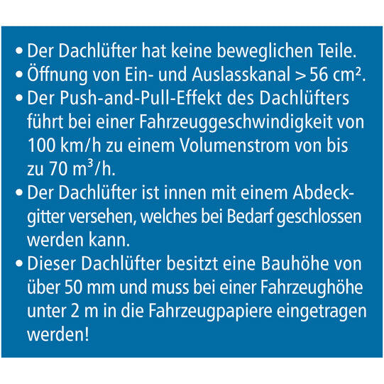 Roof vent, white, ABS plastic