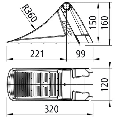 Plastic stop shoe, G36, black, DIN 76051