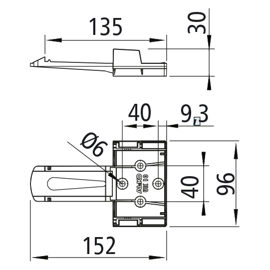 Bracket for brake shoe, G10, black, DIN 76051