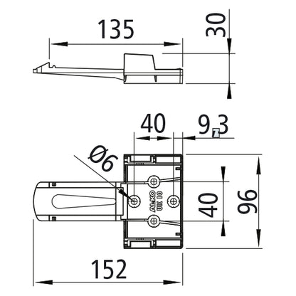 Bracket for brake shoe, G10, black, DIN 76051