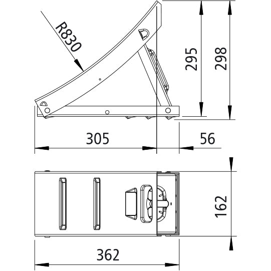 Folding brake shoe, metal, black, DIN 76051