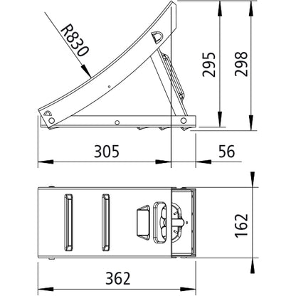 Folding brake shoe, metal, black, DIN 76051