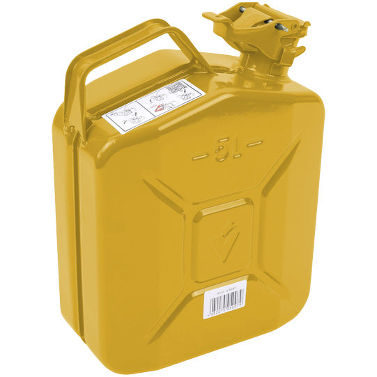 Fuel canister 5 l, sheet steel, yellow, 120 × 230 × 310 mm