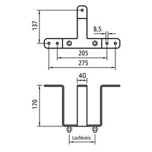 Spare wheel holder 4-hole ( bolt circle Ø 100 mm ), galvanized