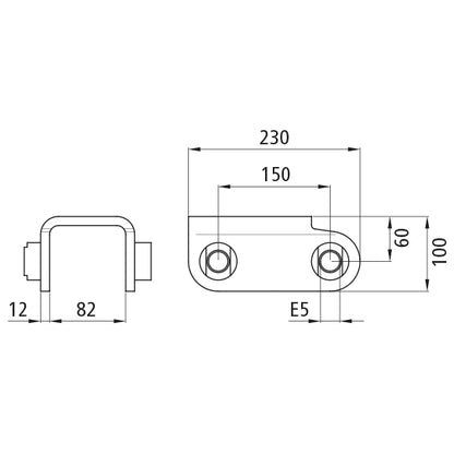 Tension fork spring shoe 451/E 5, right, for spring width 80 mm