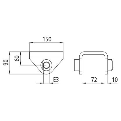 Low spring shoe 453/E 3, f. spring width 70 mm, L 150 mm