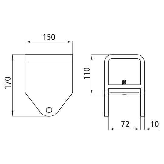 Sliding spring shoe, for spring width 70 mm, raw steel