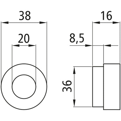 Hitsattava holkki, reikä 20 mm, ilman ulkouraa