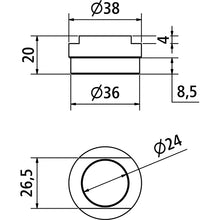 Weld-in bushing, bore 24 mm, w/ groove 26.5 mm
