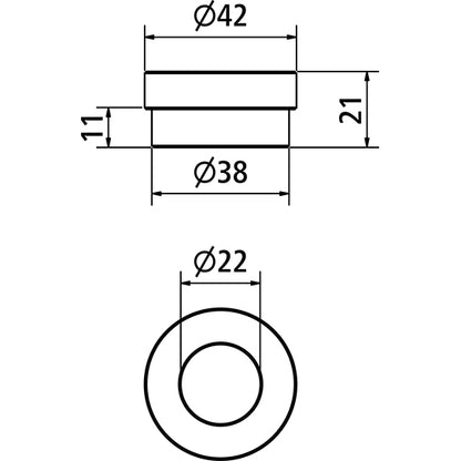 Weld-in bushing, bore 22 mm, w/out groove, outer Ø 42 mm