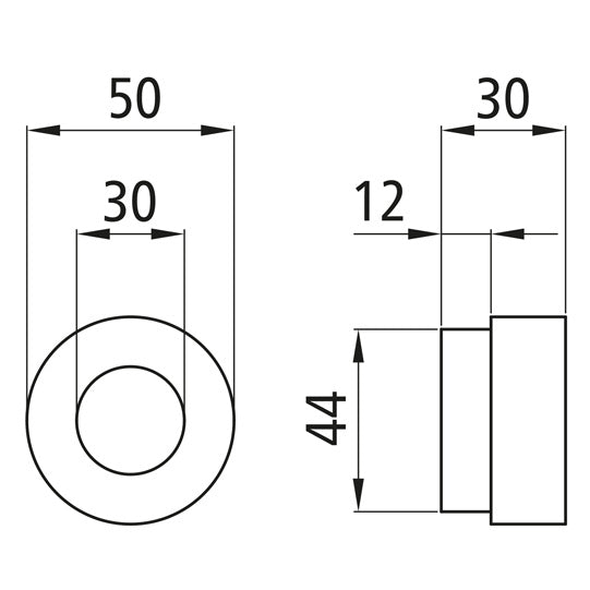 Erikoisrakenteinen holkki, reikä 30 mm, ilman ulkouraa