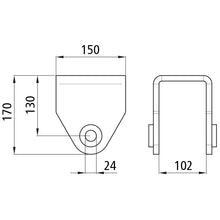 Fr. spring shoe BH130mm, f. Springbr.100 mm, bush Ø 24mm