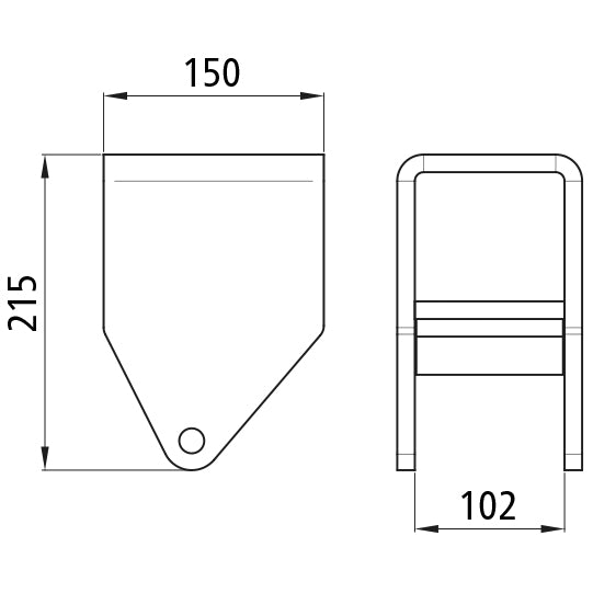 Sliding spring shoe BH 230 mm, for spring W 100 mm, raw steel