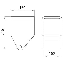 Sliding spring shoe BH 230 mm, for spring W 100 mm, raw steel