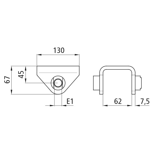 Low spring shoe E1, f. spring width 60 mm