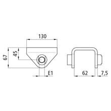 Low spring shoe E1, f. spring width 60 mm