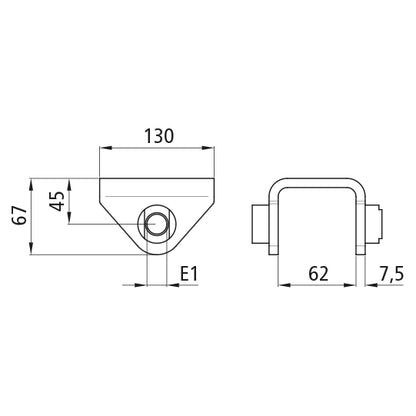 Low spring shoe E1, f. spring width 60 mm