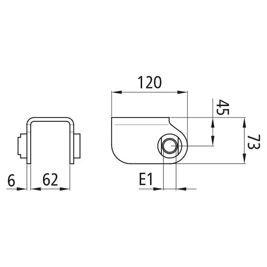 Drawbar shoe 450/E1, right, for eye width 60 mm