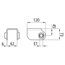 Drawbar shoe 450/E1, right, for eye width 60 mm
