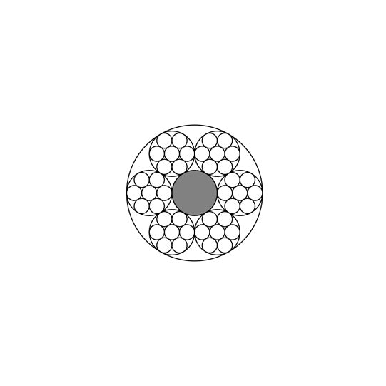 Round strand rope 6 x 7 w/ fibre core, galvanised, Ø 3 mm = 30