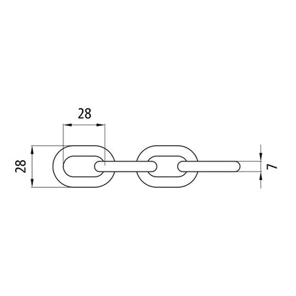 A-link chain, straight, galvanized, 7 mm