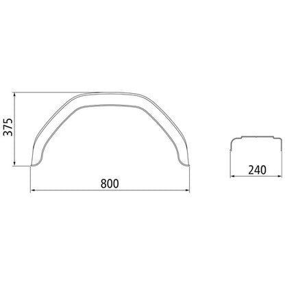Plastic mudguard HMK 2480, 375 × 800 × 240 mm