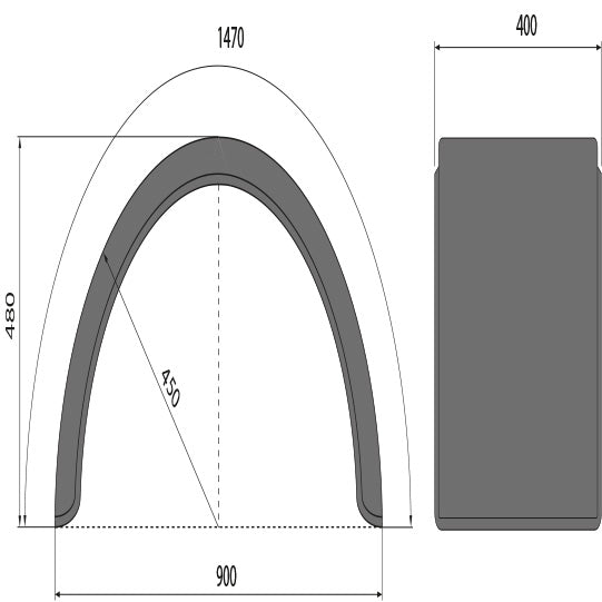 Rear mudguard H-PE 40.900.15, polyethylene
