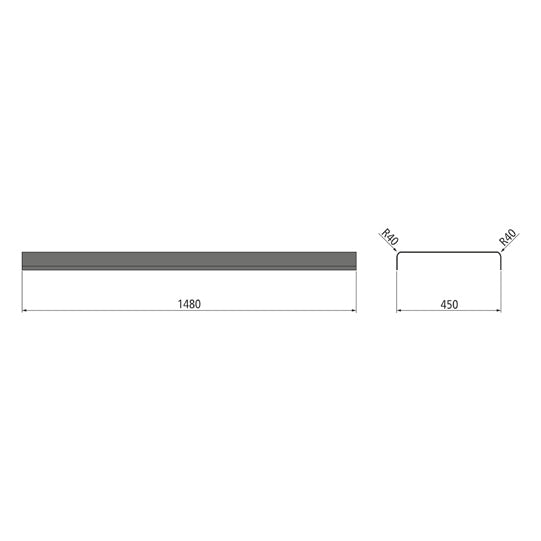Double/triple-axle mudguard DM-PE 4515 straight centre section