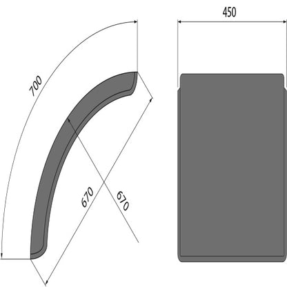 Mudguard short (quarter) L-PE 45.670.07, polyethylene