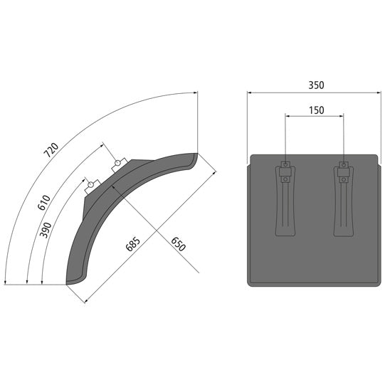 Mudguard short (quarter) L-PE 35.685.07-IKK, polyethylene