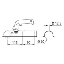 Ball coupling WW 8-C, f. drawbar tube Ø 70 mm