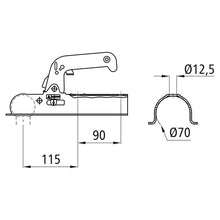 Ball coupling WW 8-C, f. drawbar tube Ø 70 mm