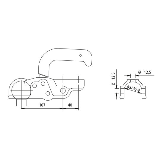 clutch WW 30-D 2, drawbar Ø 45 / 46 mm, round