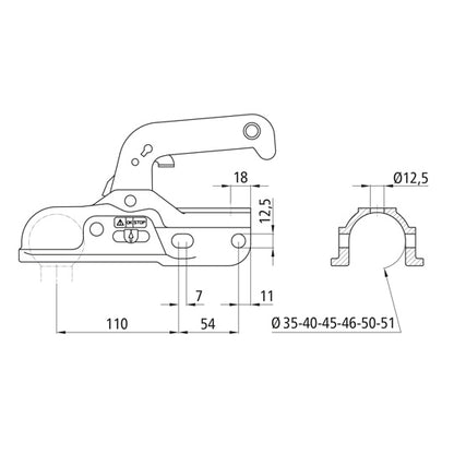 clutch WW 30 K+Z, drawbar Ø 50 mm