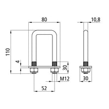 Bracket 80x30x4 mm, w/ 2 holes M 14, galvanised