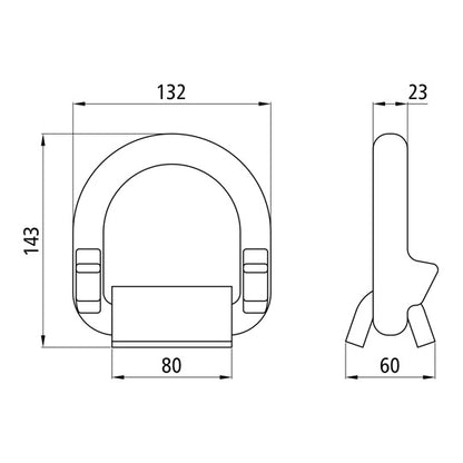 Lashing eye, galvanised, w/out weld-on lug, 15 t to DIN EN 1264