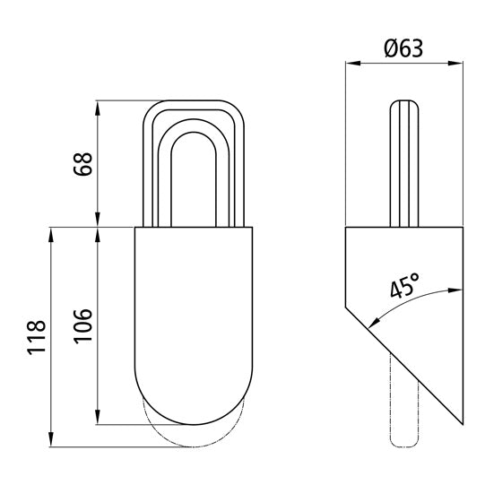 Lashing box, Ø 63 mm, raw, 2500 daN