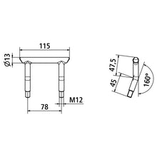 Lashing bracket without strap without 2 stop nuts 2500 daN