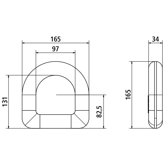 Lashing eye, raw stl., w/out weld-on lug, 20 t