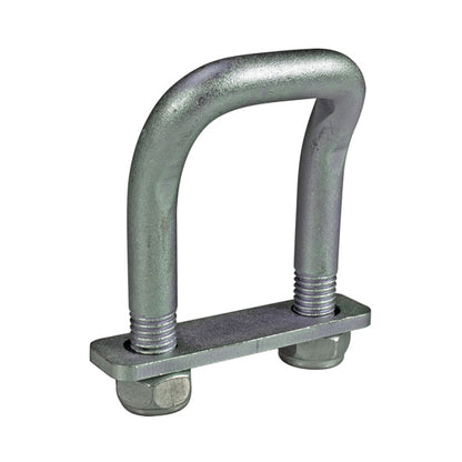 U-shaped lashing bracket 150° angled w/ plate and 2 galvanised