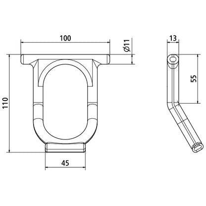 Galvanised lashing bracket, load capacity 2000 daN